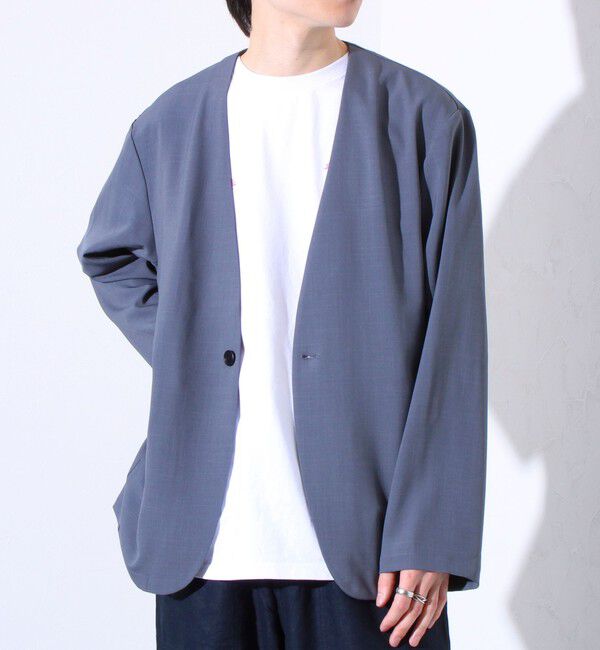 GLOSTER「【セットアップ着用可能】【GLOSTER/グロスター】ノーカラージャケット カーディガンジャケット」|ノーカラージャケット|