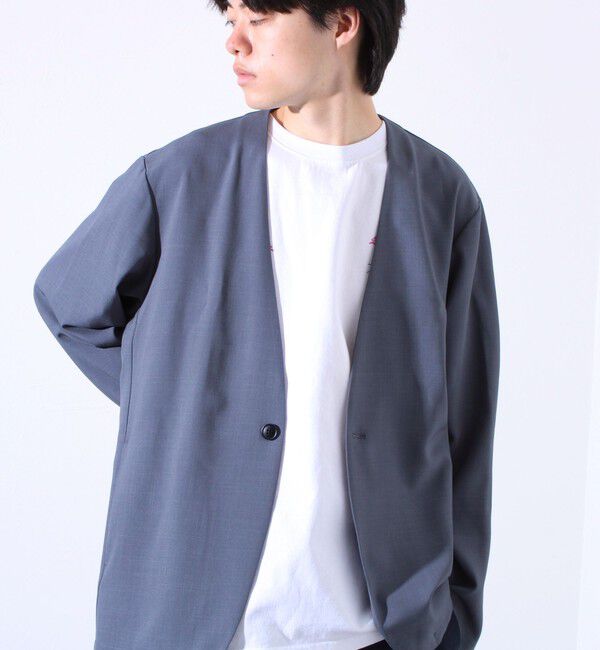 GLOSTER「【セットアップ着用可能】【GLOSTER/グロスター】ノーカラージャケット カーディガンジャケット」|ノーカラージャケット|