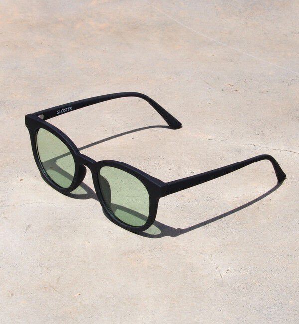 GLOSTER「【GLOSTER/グロスター】マット加工 フラットサングラス カラーレンズ」|サングラス|ダークグリーン