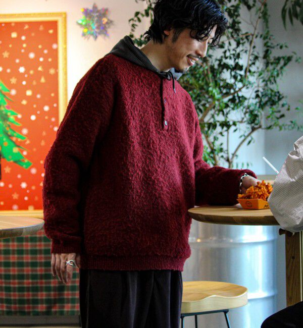 GLOSTER「【モヘアタッチ/ユニセックス対応】ヘンリーネックプルオーバーニット」|ニット・セーター|