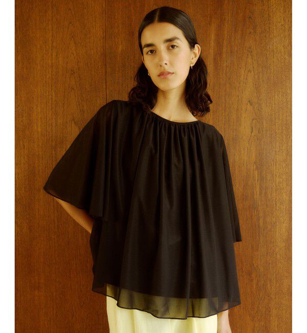ROPE「【洗える】ブライトネスヤーンギャザーブラウス/セットアップ対応」|シャツ・ブラウス|ブラック(01)