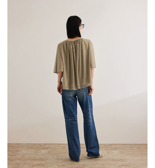 ROPE「【洗える】ブライトネスヤーンギャザーブラウス/セットアップ対応」|シャツ・ブラウス|