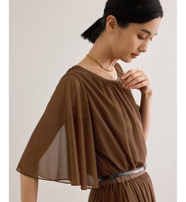 ROPE「【洗える】ブライトネスヤーンギャザーブラウス/セットアップ対応」|シャツ・ブラウス|