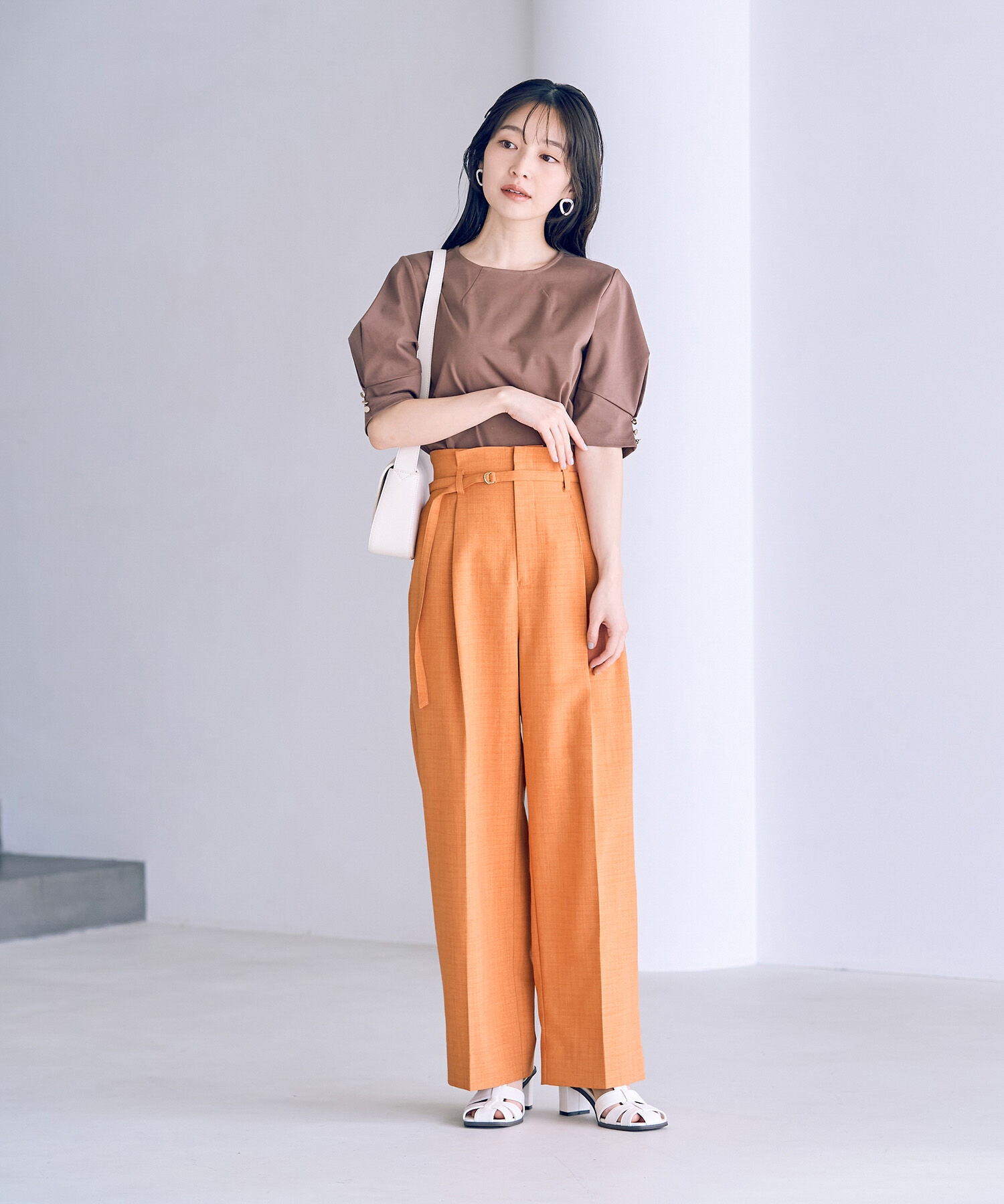 VIS「【接触冷感・洗える】美easy Dカンベルト付きワイドパンツ【セットアップ対応】」|スラックス|