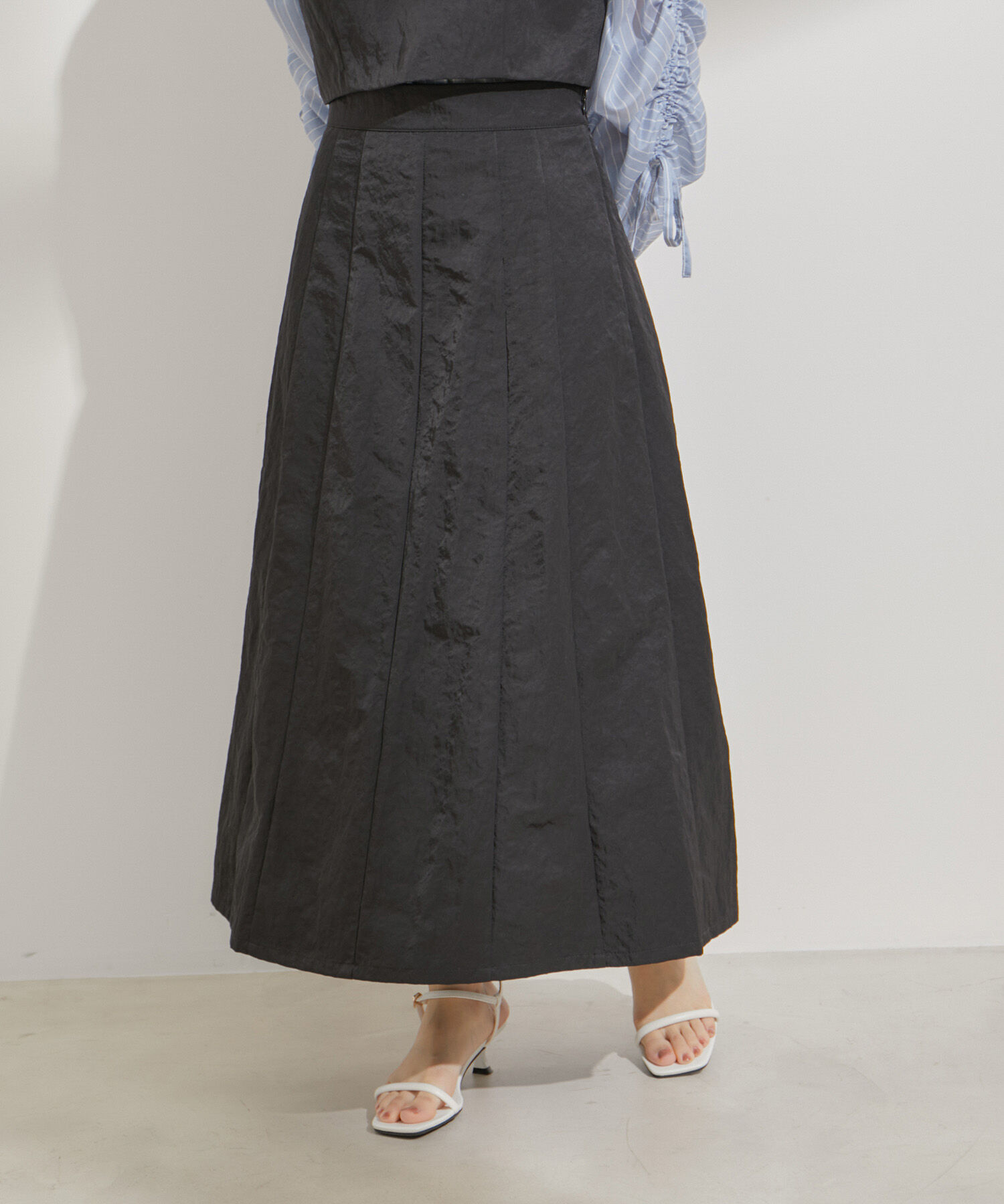VIS「【セットアップ対応】ナイロンワッシャーAラインスカート【洗える】」|スカート|