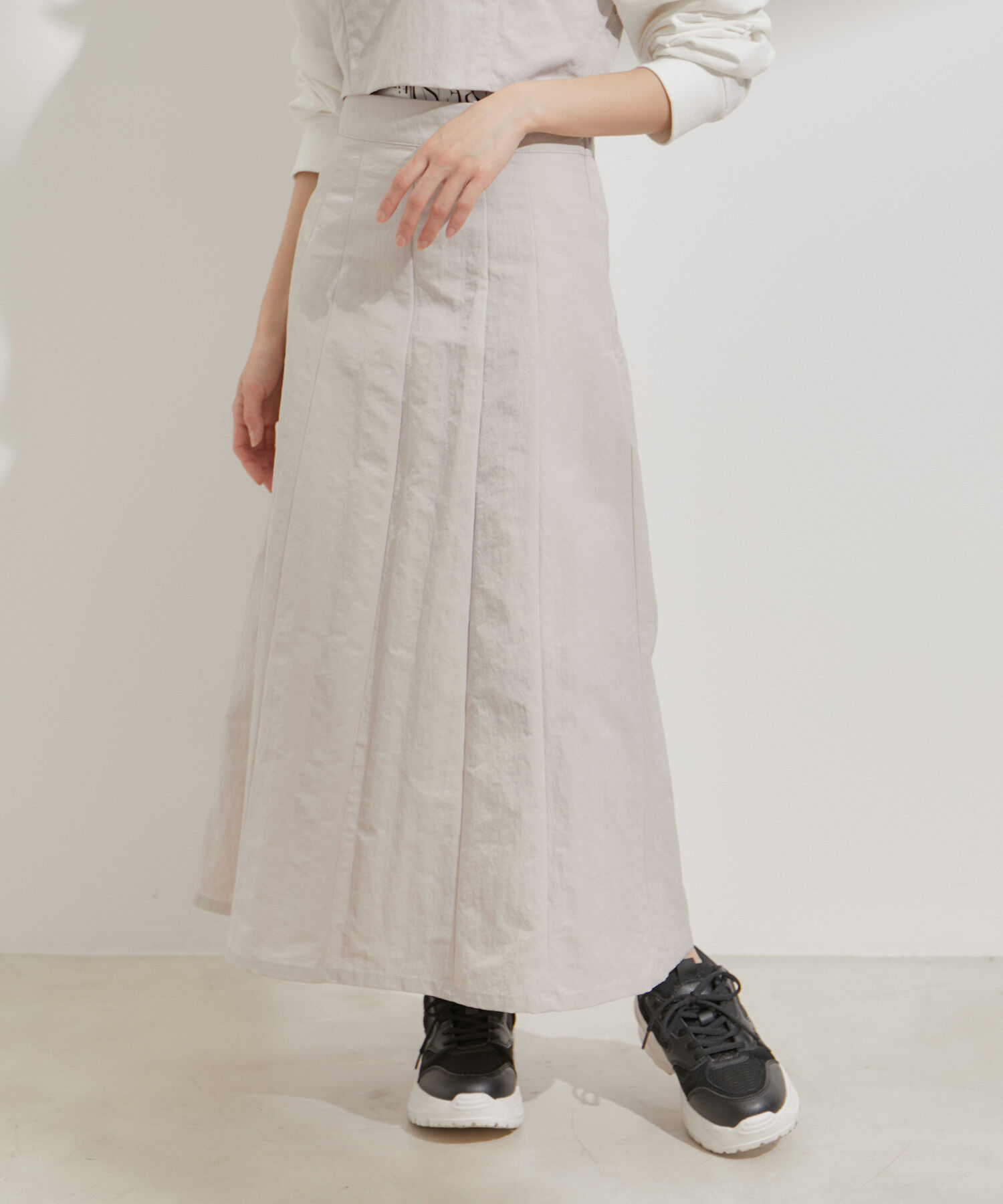 VIS「【セットアップ対応】ナイロンワッシャーAラインスカート【洗える】」|スカート|