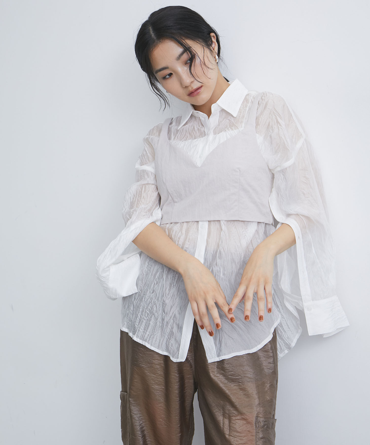 VIS「【セットアップ対応】ナイロンビスチェ【洗える】」|キャミソール|