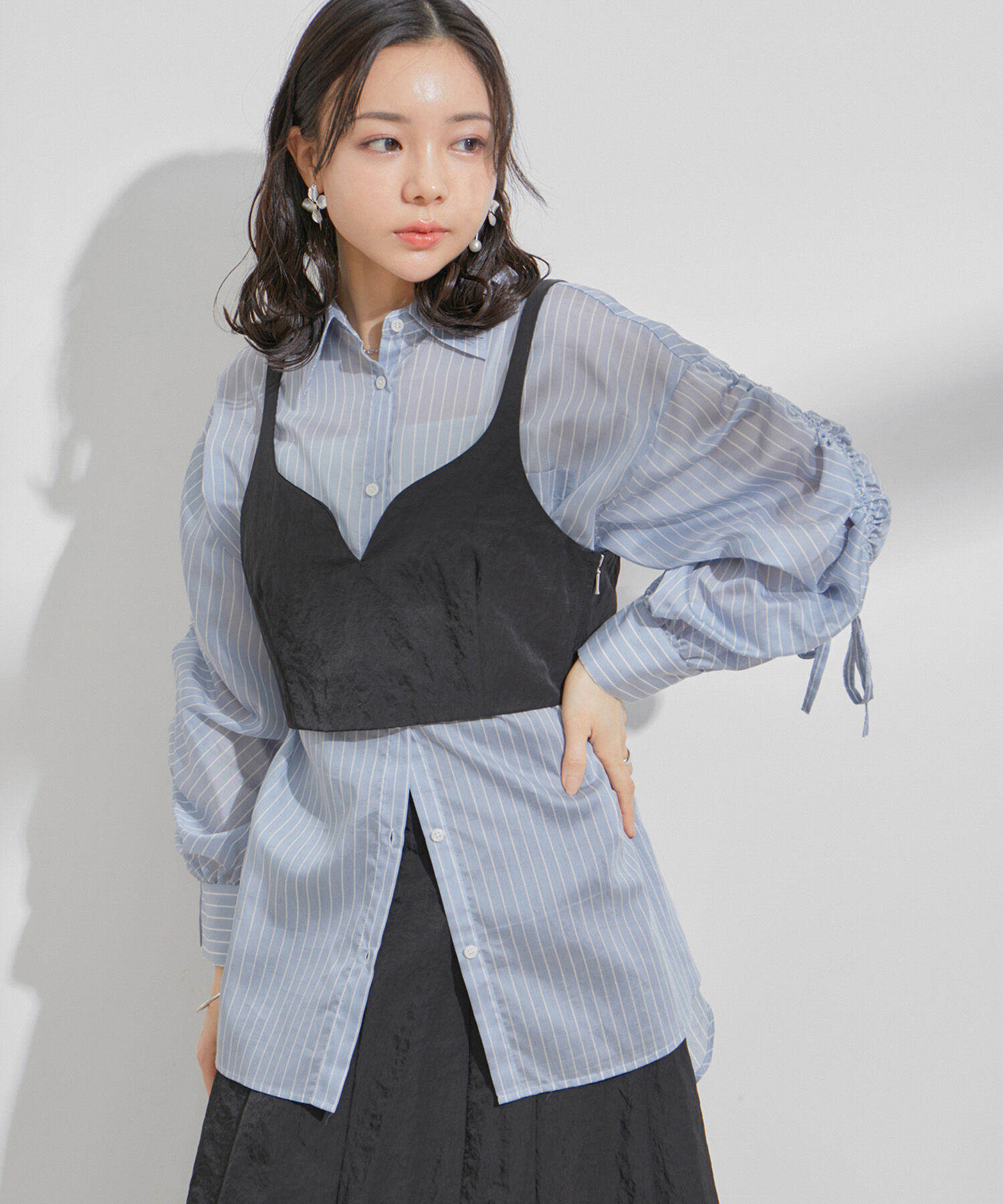 VIS「【セットアップ対応】ナイロンビスチェ【洗える】」|キャミソール|