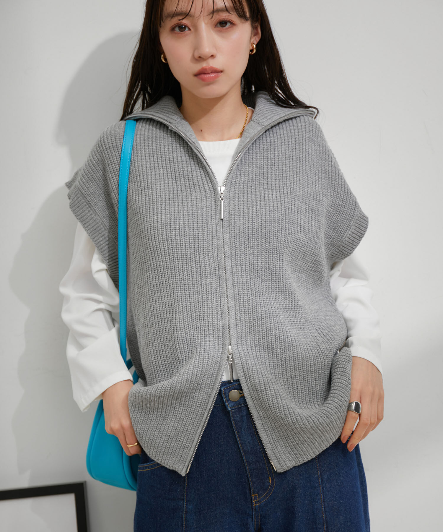 VIS「【EC/一部店舗限定】Wジップニットベスト」|ベスト・ジレ|グレー(07)