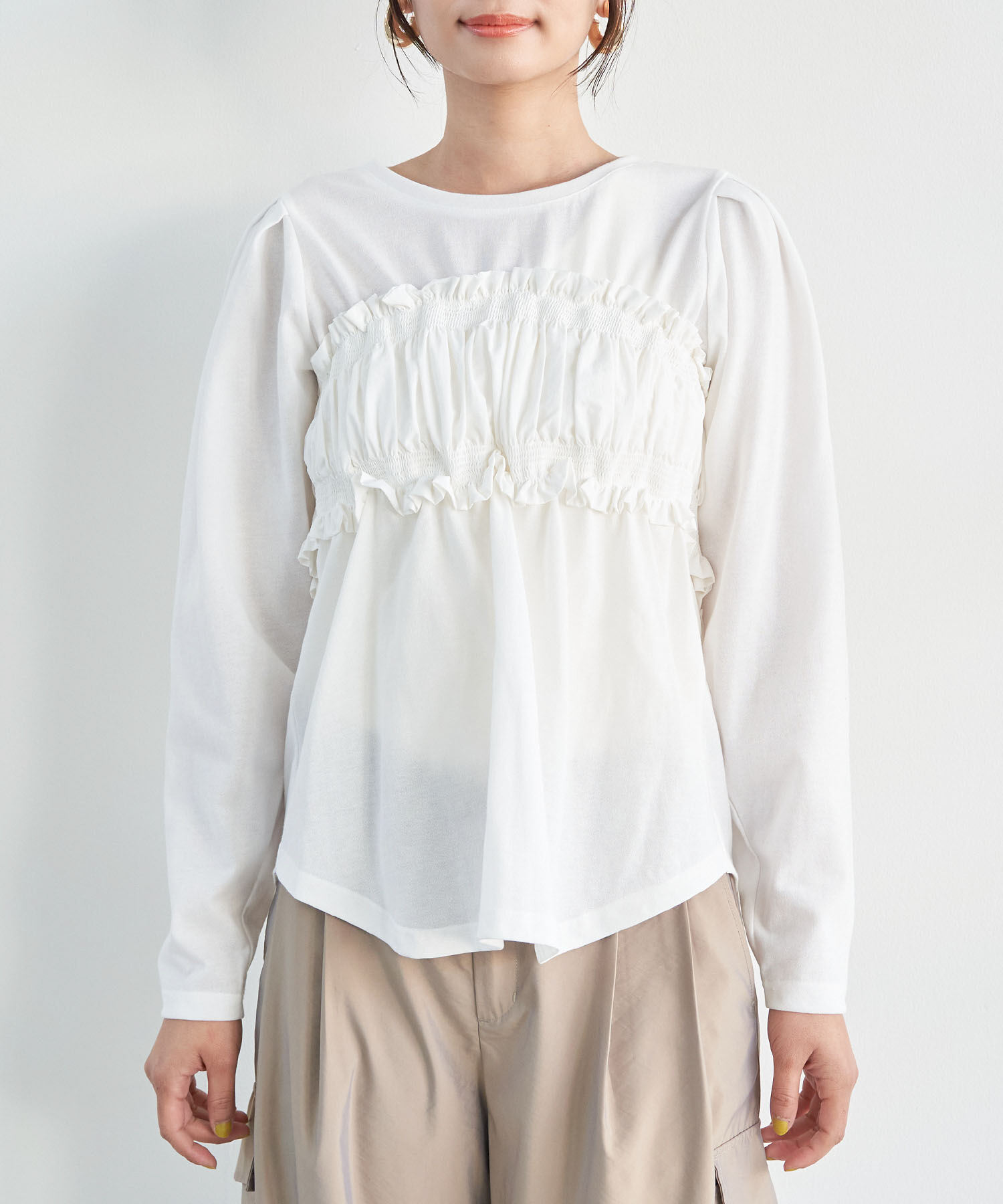 VIS「ビスチェドッキングデザインロングTシャツ」|Tシャツ・カットソー|