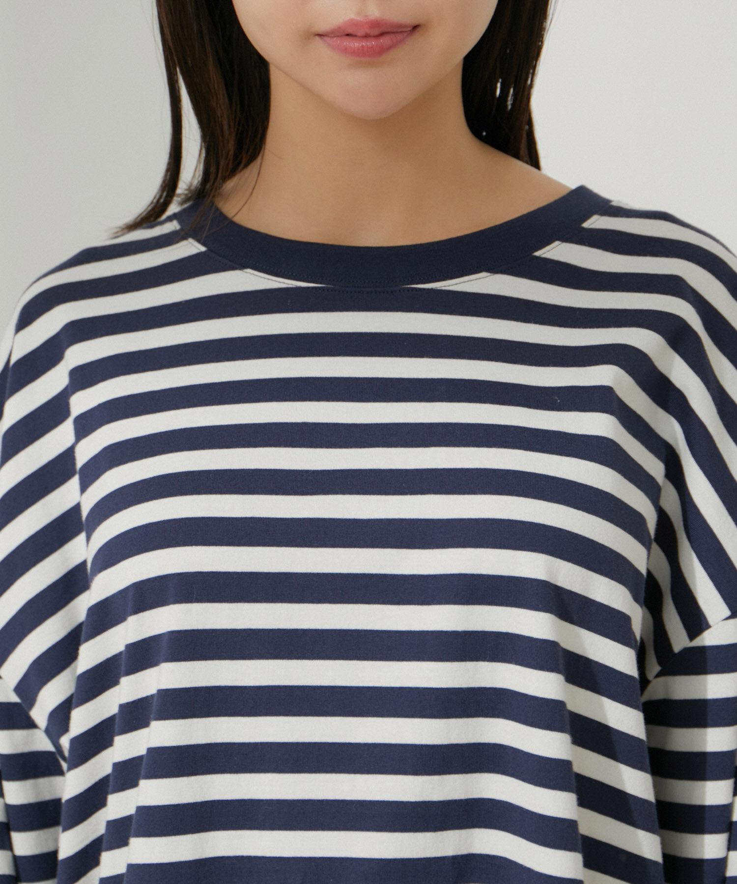 VIS「【EC/OUTLET】ワイドスリーブマルチボーダーロングTシャツ【洗える】」|Tシャツ・カットソー|