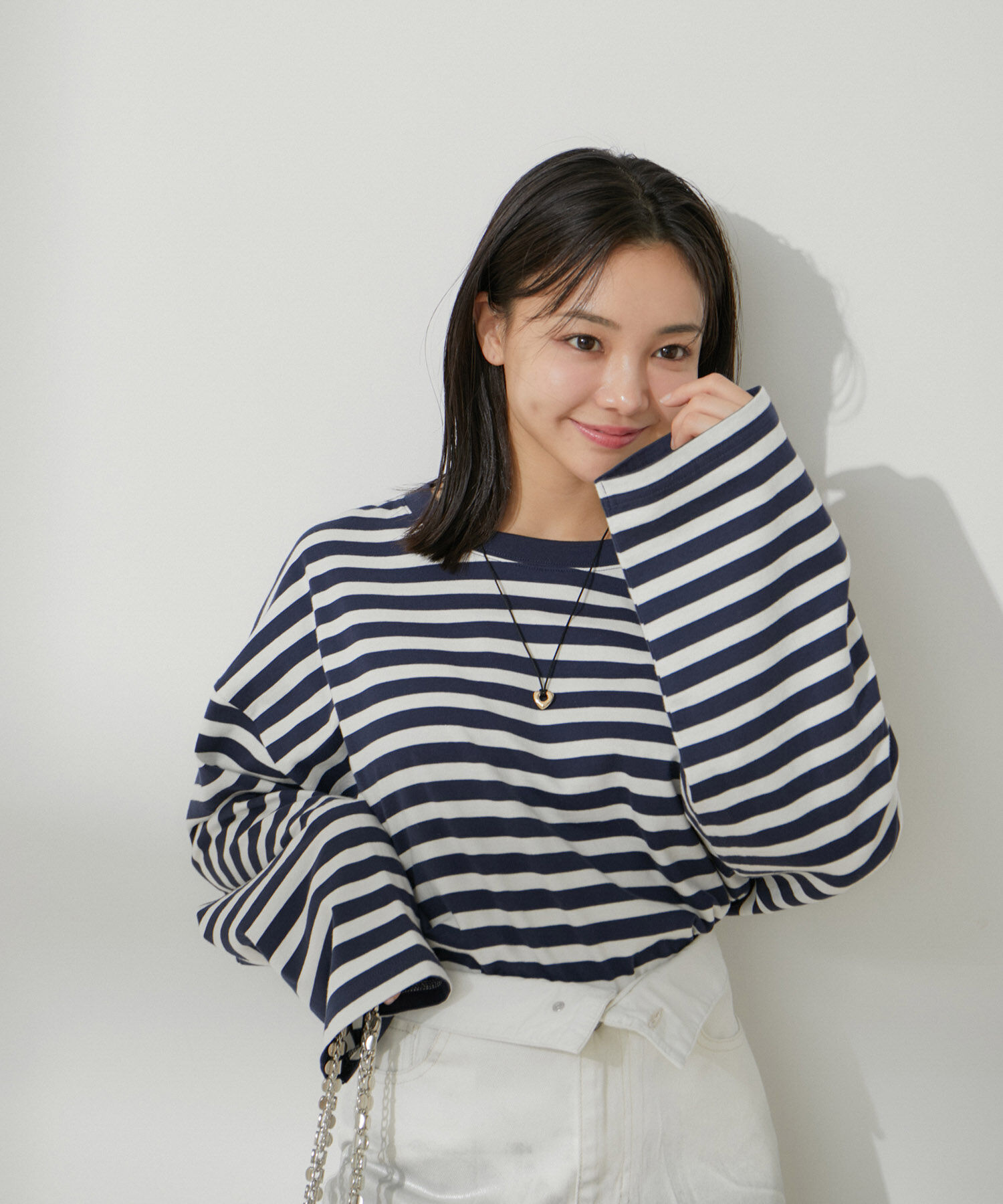 VIS「【EC/OUTLET】ワイドスリーブマルチボーダーロングTシャツ【洗える】」|Tシャツ・カットソー|