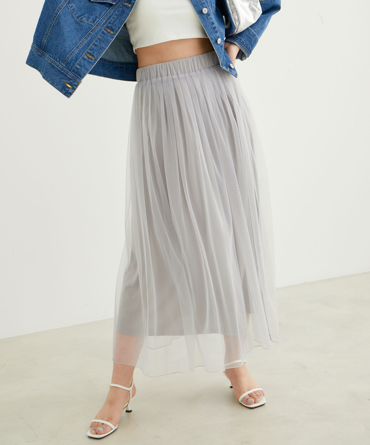 VIS「【2WAY】チュールロングスカート」|スカート|