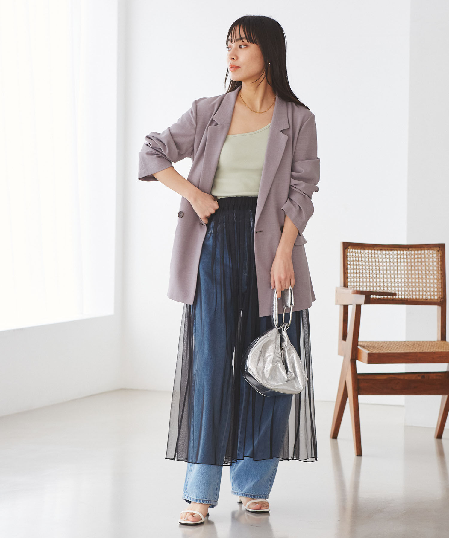 VIS「【2WAY】チュールロングスカート」|スカート|