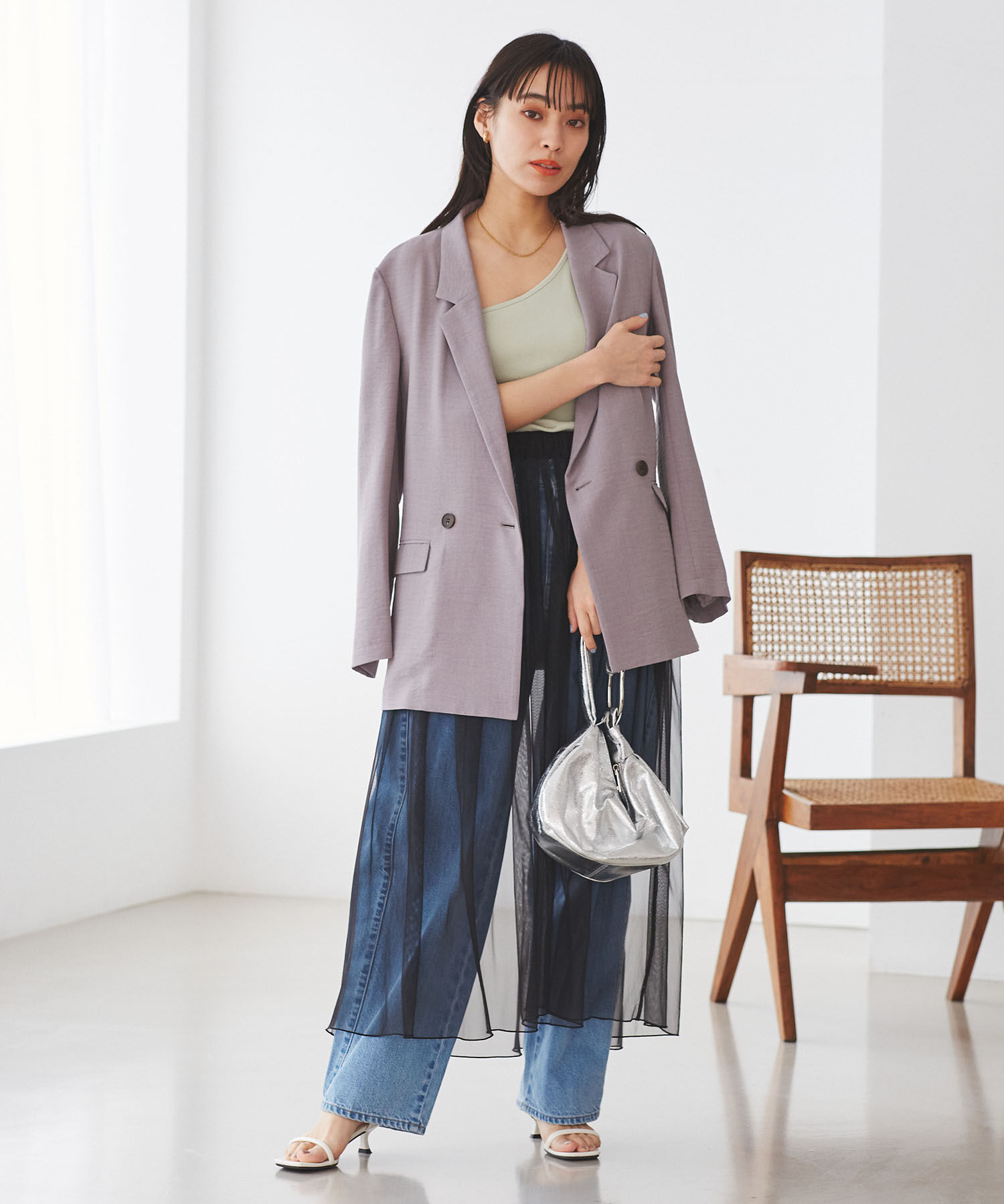 VIS「【2WAY】チュールロングスカート」|スカート|