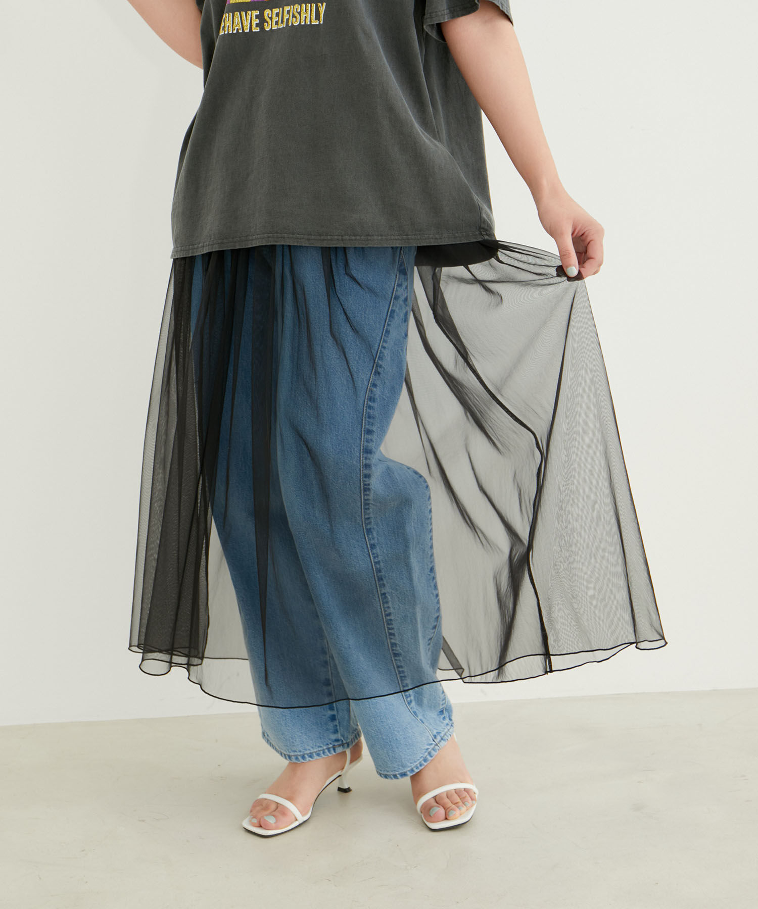 VIS「【2WAY】チュールロングスカート」|スカート|