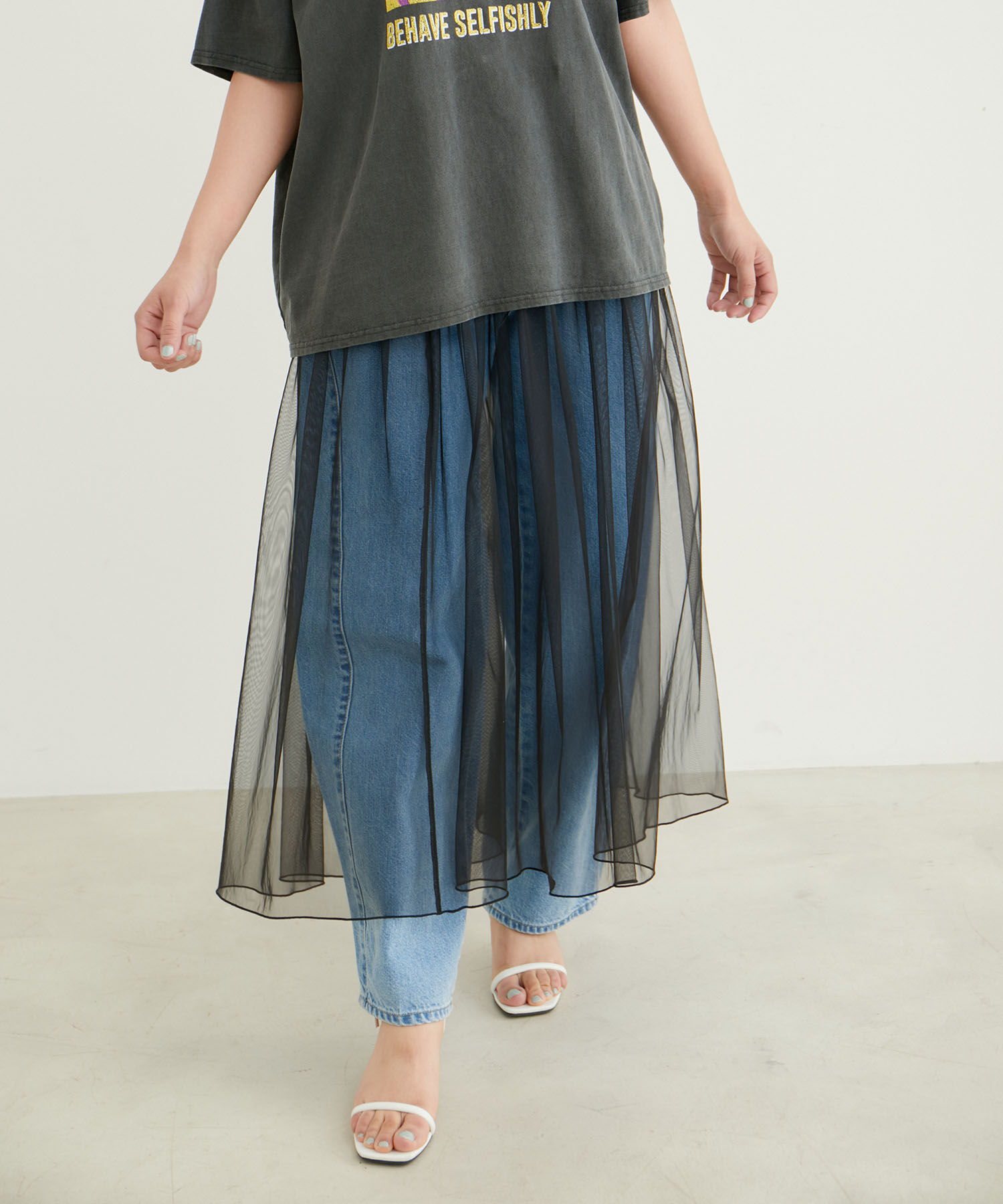 VIS「【2WAY】チュールロングスカート」|スカート|