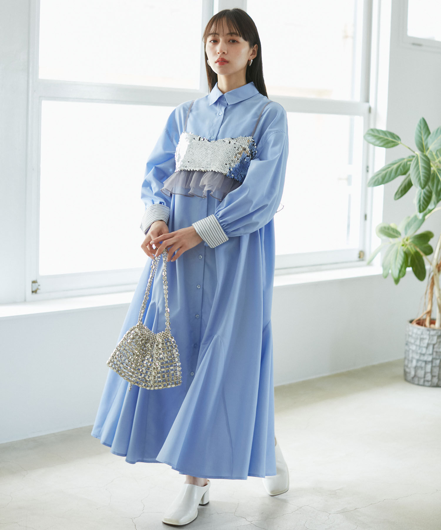 VIS「【洗える】美easyフレアシャツワンピース」|その他|