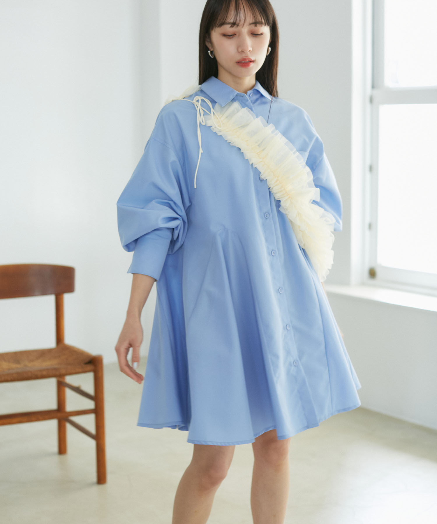 VIS「【洗える】美easyフレアシャツワンピース」|その他|