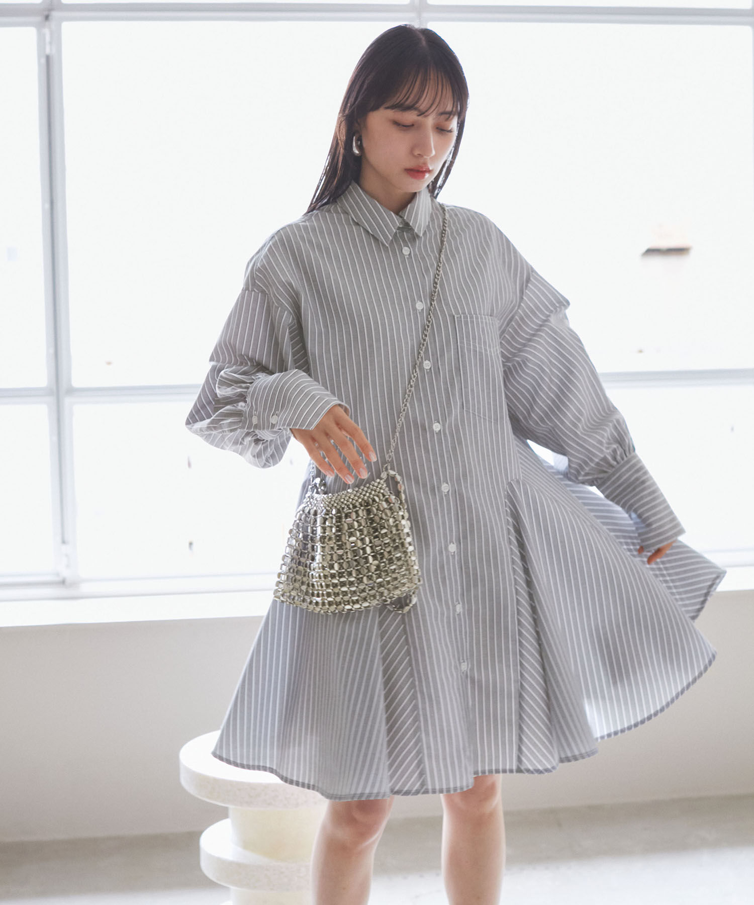 VIS「【洗える】美easyフレアシャツワンピース」|その他|