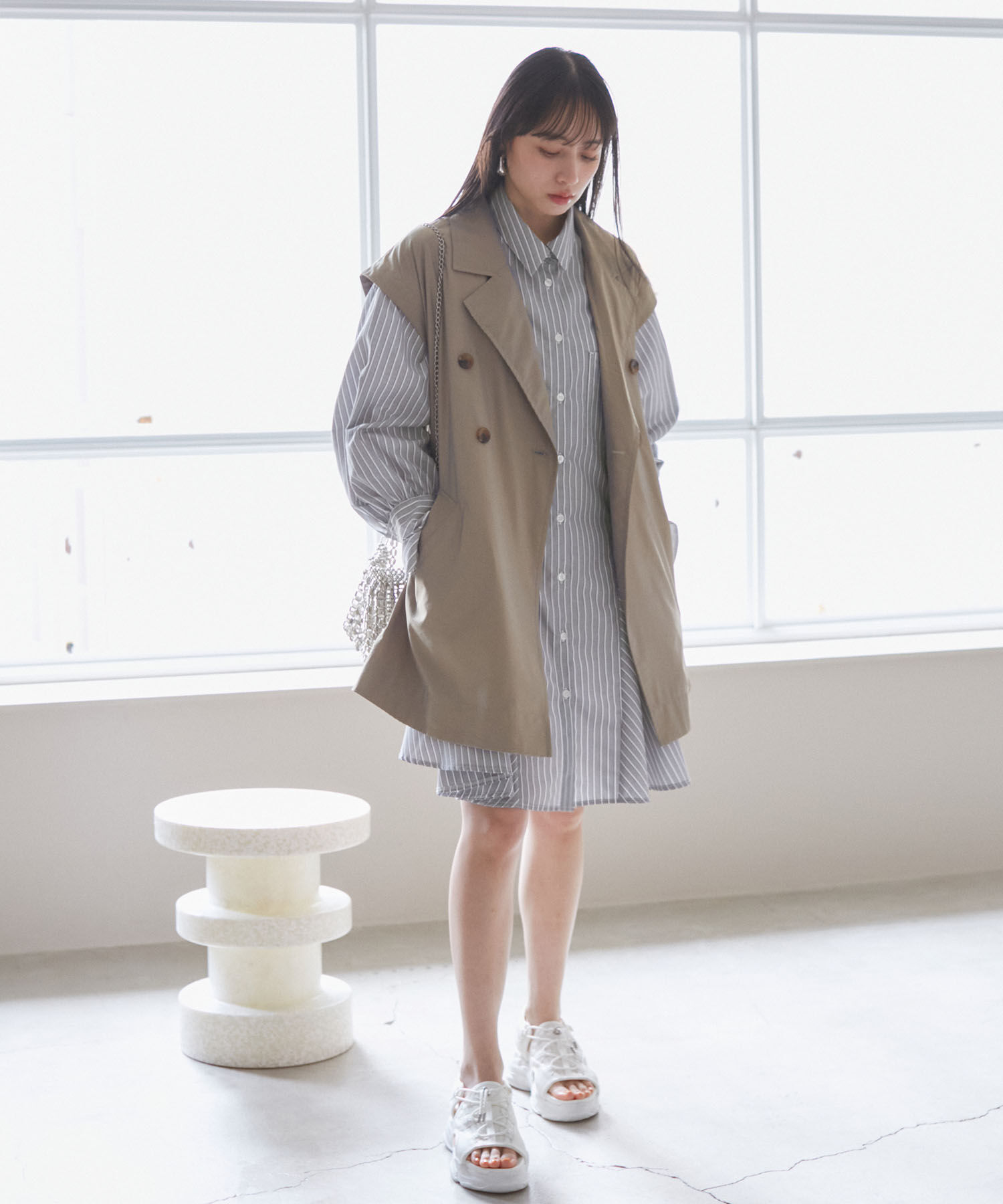 VIS「【洗える】美easyフレアシャツワンピース」|その他|