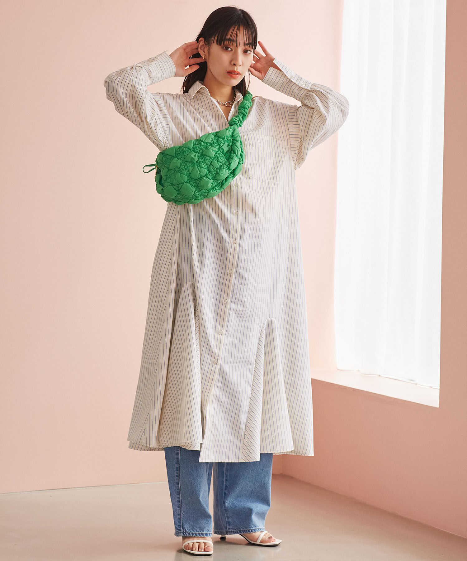 VIS「【洗える】美easyフレアシャツワンピース」|その他|