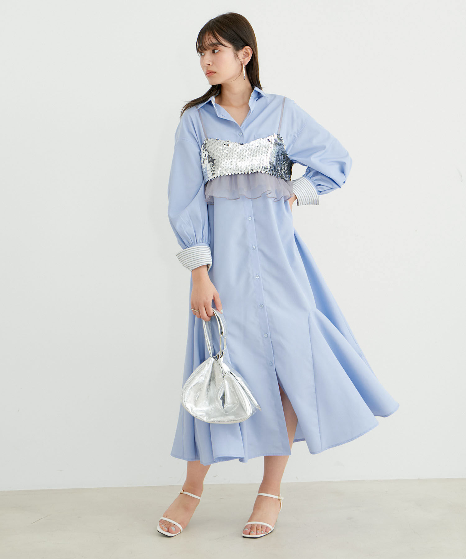 VIS「【洗える】美easyフレアシャツワンピース」|その他|