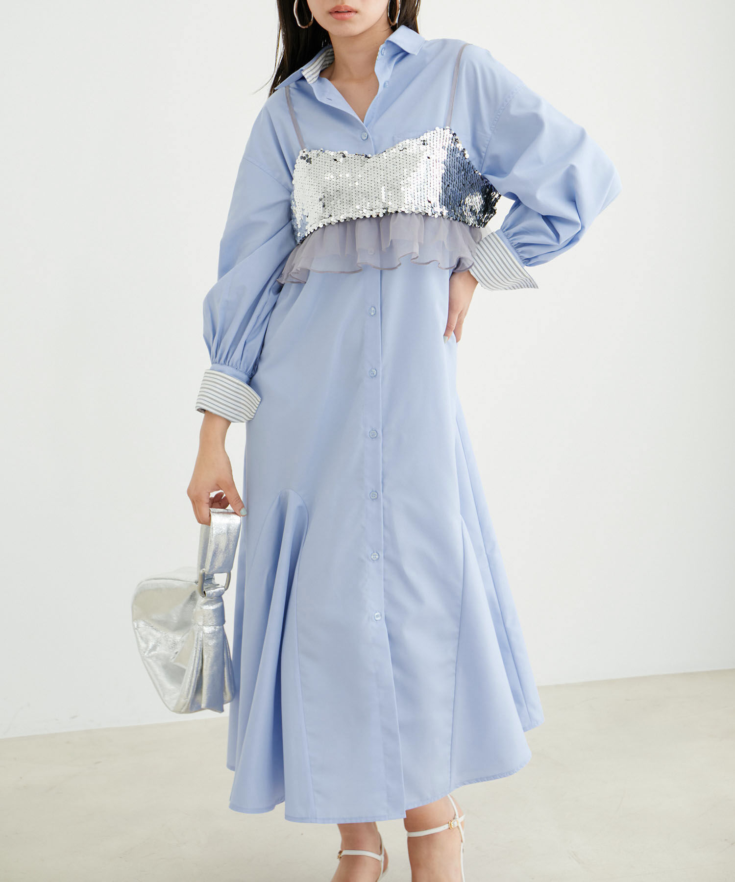 VIS「【洗える】美easyフレアシャツワンピース」|その他|