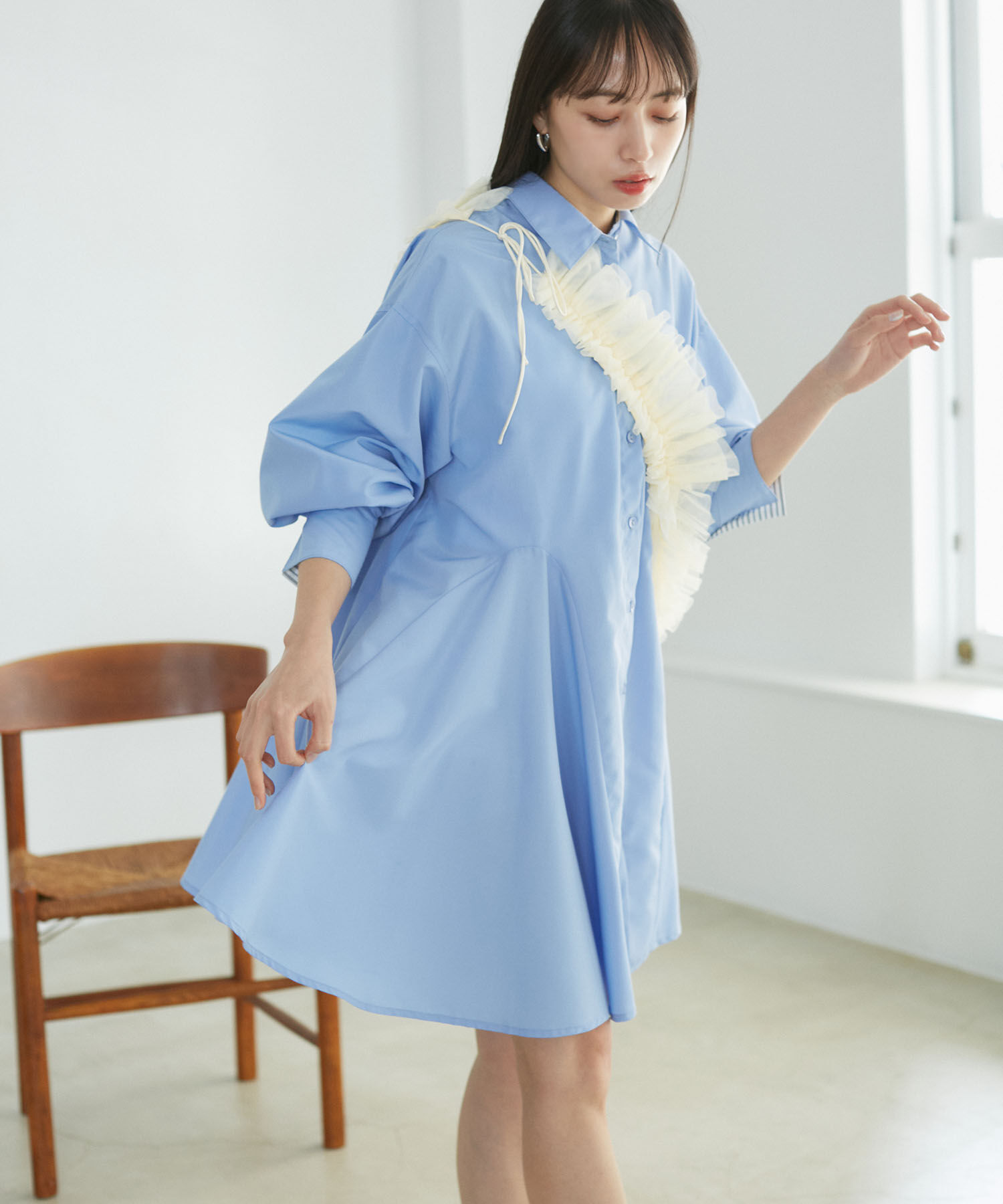 VIS「【洗える】美easyフレアシャツワンピース」|その他|