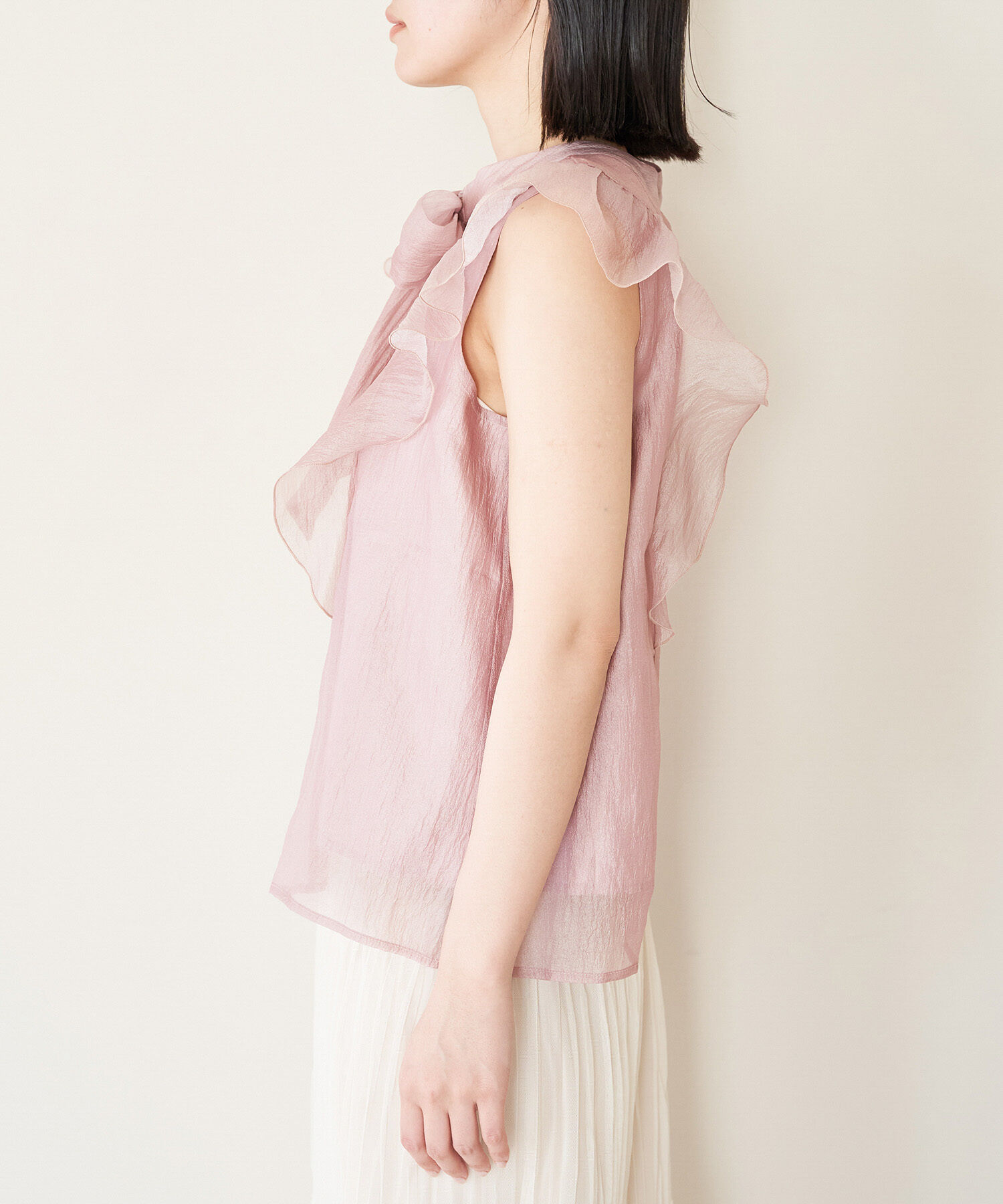 VIS「【新色追加】シャイニーボウタイフリルブラウス【前後2WAY】【洗える】」|シャツ・ブラウス|