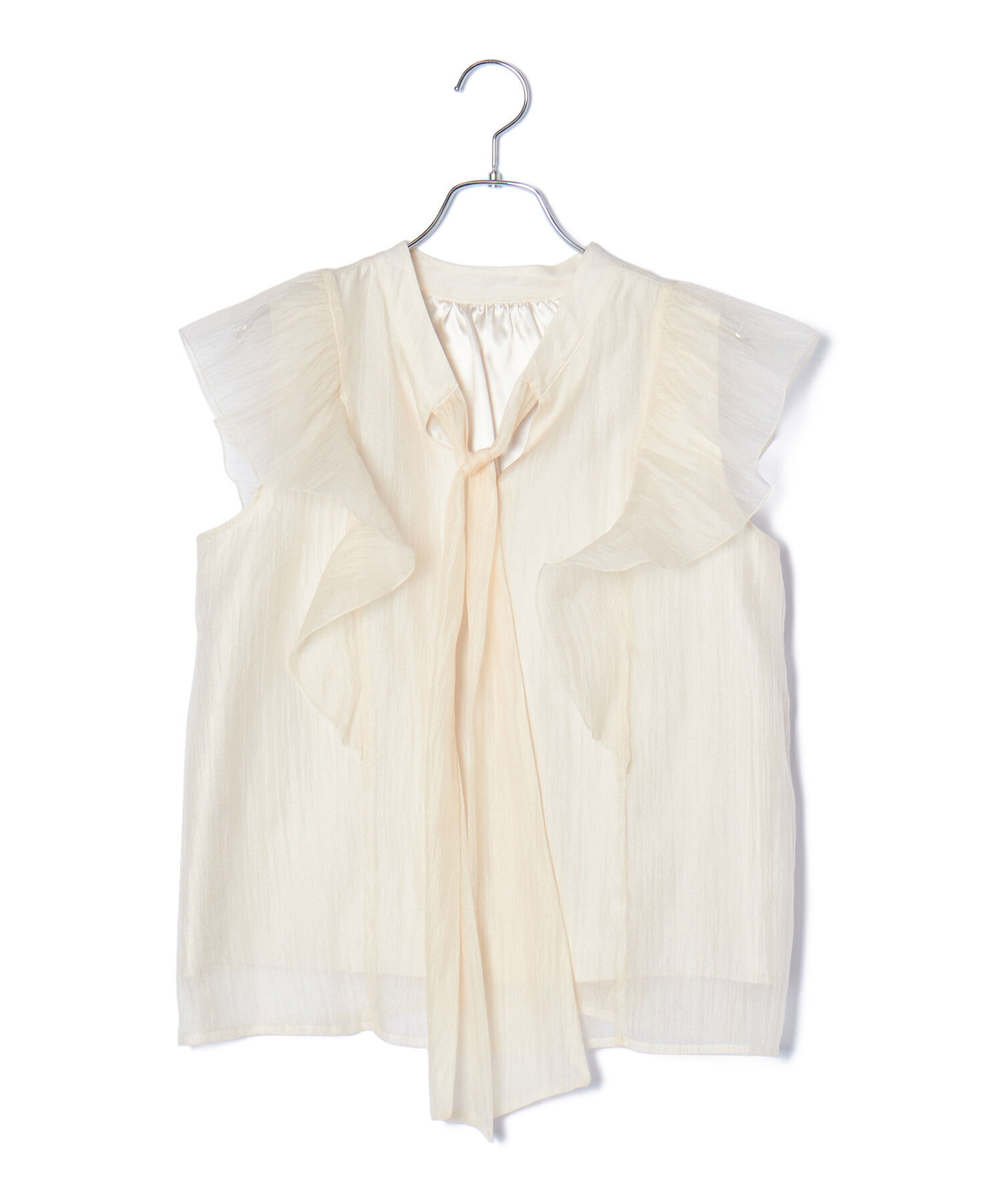 VIS「【新色追加】シャイニーボウタイフリルブラウス【前後2WAY】【洗える】」|シャツ・ブラウス|