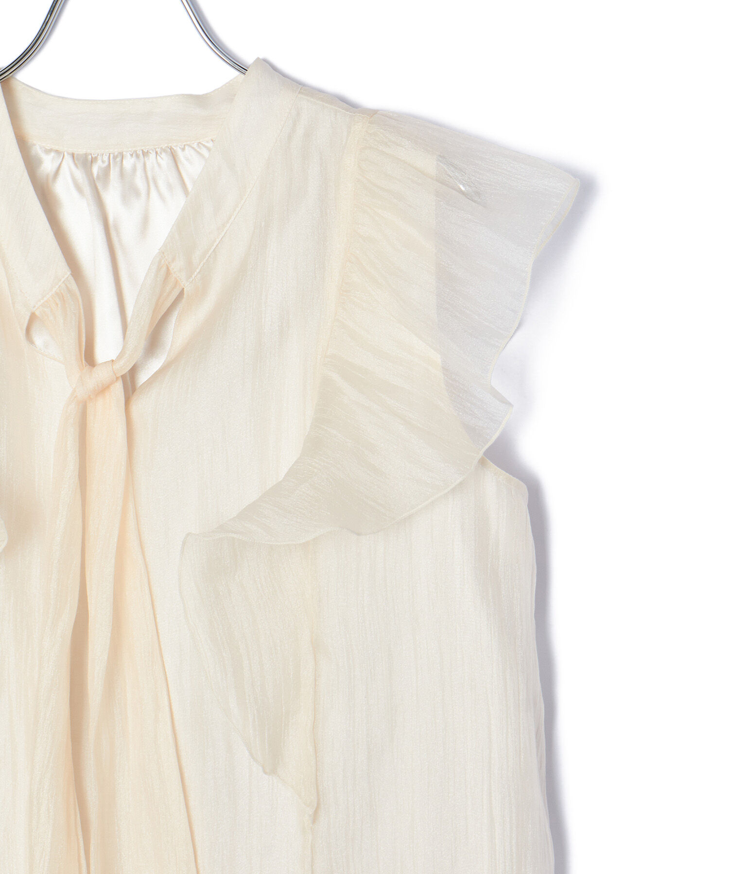 VIS「【新色追加】シャイニーボウタイフリルブラウス【前後2WAY】【洗える】」|シャツ・ブラウス|