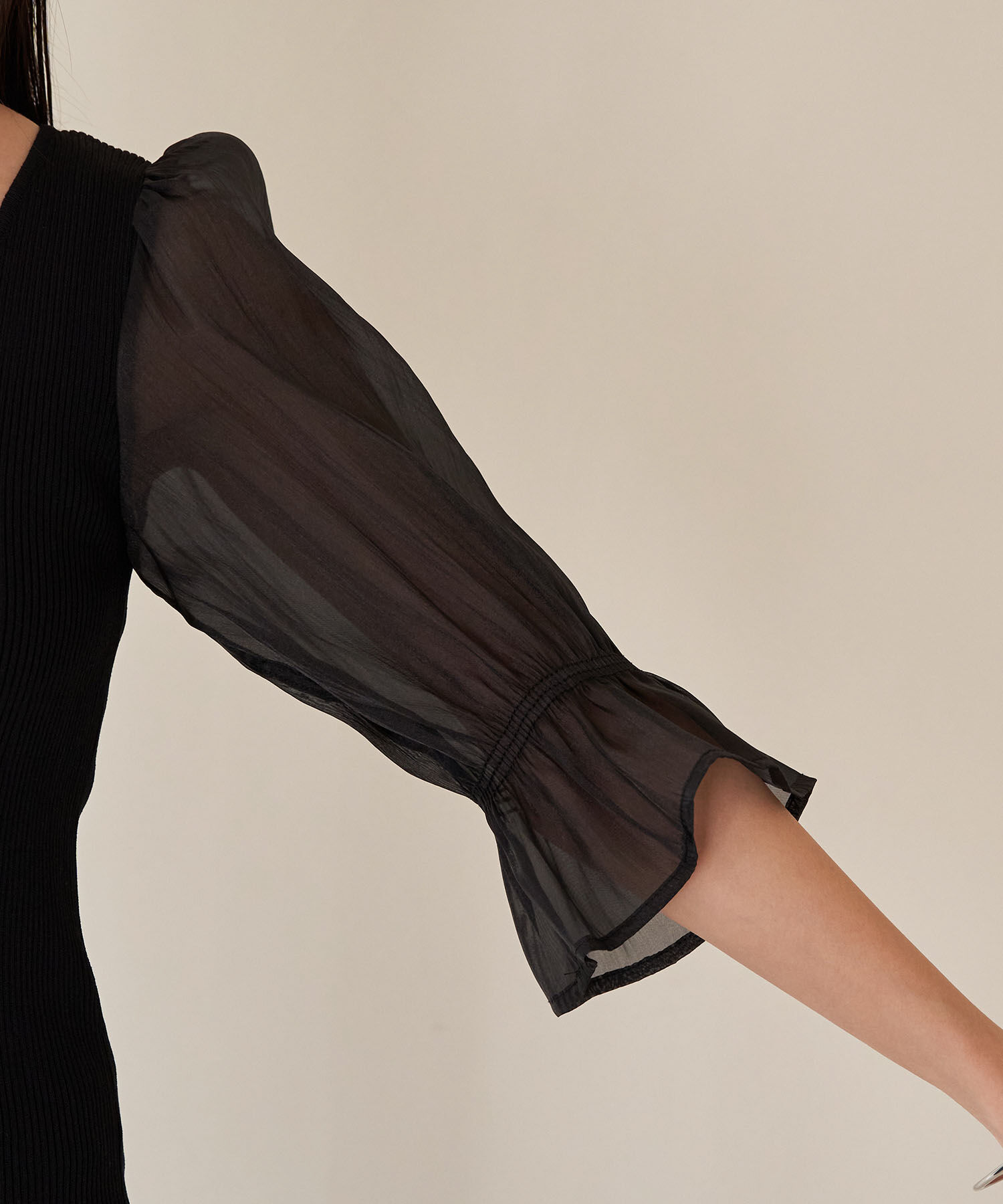 VIS「オーガンジーキャンディスリーブリブニット」|ニット・セーター|