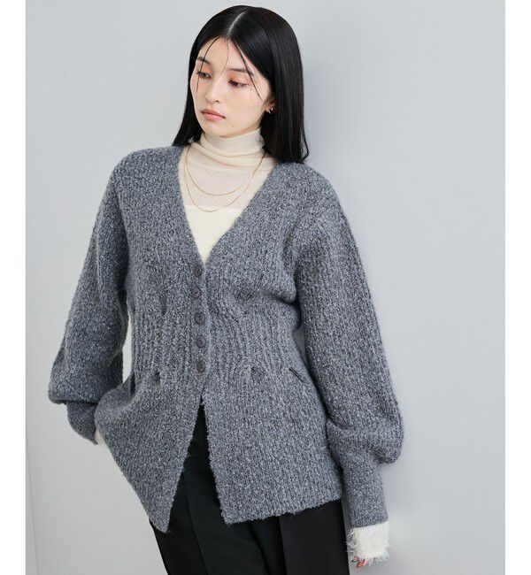 VIS「ミックスブークレペプラムカーディガン」|カーディガン|チャコール