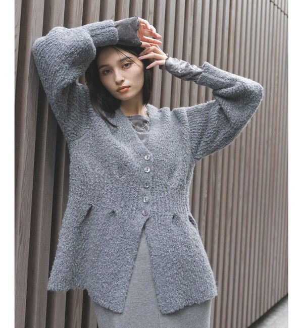 VIS「ミックスブークレペプラムカーディガン」|カーディガン|