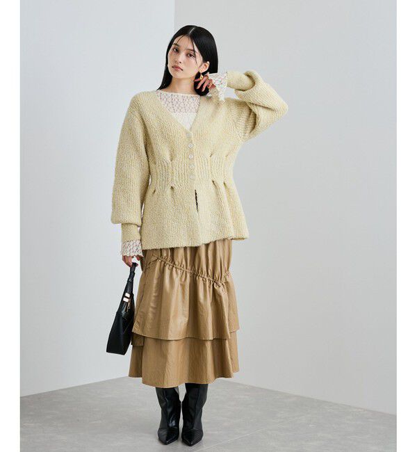 VIS「ミックスブークレペプラムカーディガン」|カーディガン|