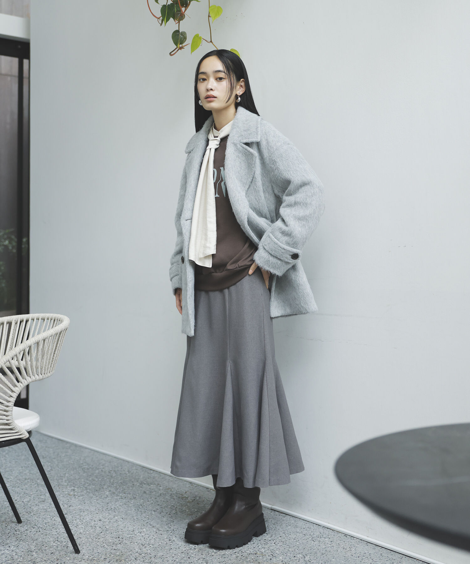 VIS「シャギーミディ丈Pコート」|ピーコート|