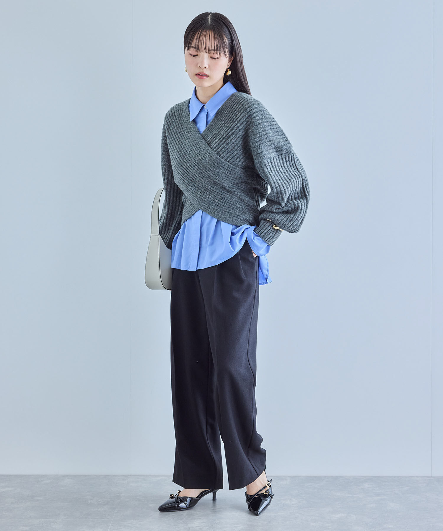 VIS「ふんわりカシュクールニットプルオーバー」|ニット・セーター|