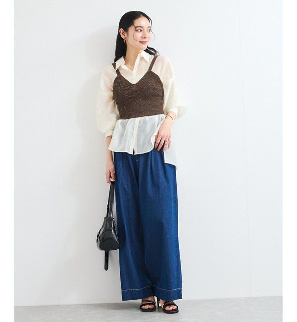 VIS「【洗える】アソートシアーシャツ(フラワー刺繍&無地）」|シャツ・ブラウス|