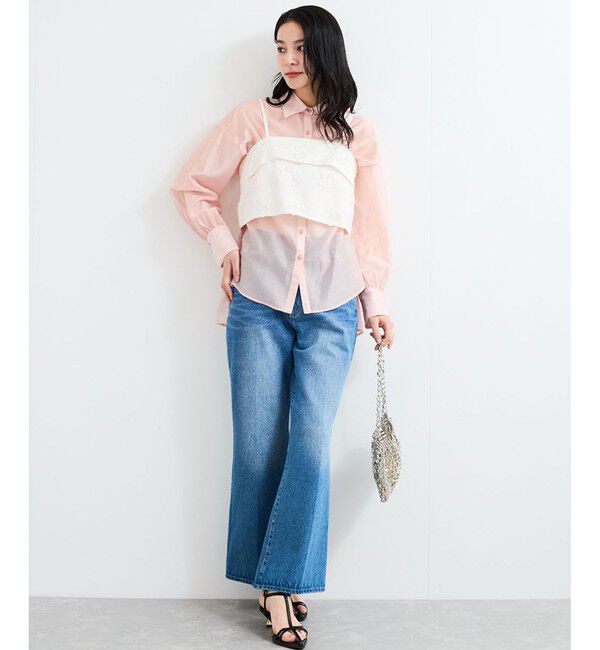 VIS「【洗える】アソートシアーシャツ(フラワー刺繍&無地）」|シャツ・ブラウス|