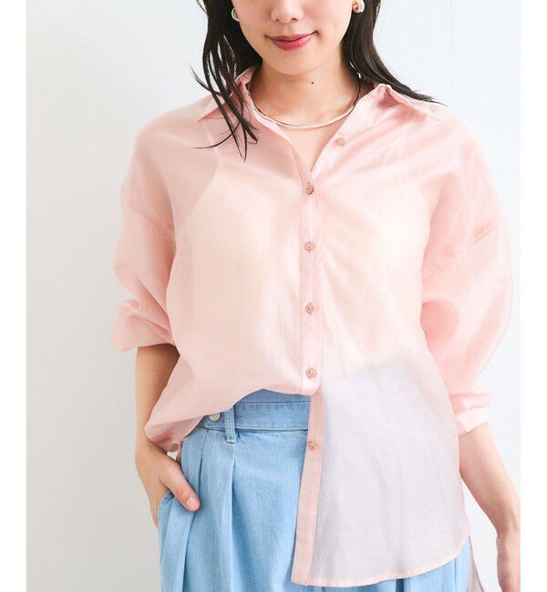 VIS「【洗える】アソートシアーシャツ(フラワー刺繍&無地）」|シャツ・ブラウス|