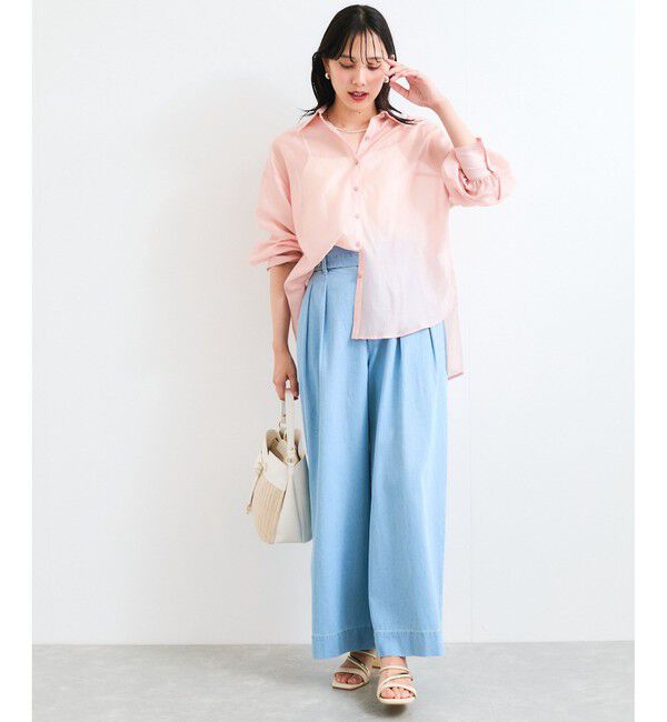 VIS「【洗える】アソートシアーシャツ(フラワー刺繍&無地）」|シャツ・ブラウス|