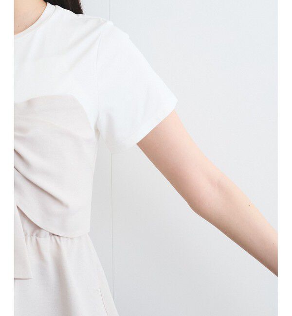 VIS「【新色追加】【美easy】ねじりリボンTシャツドッキングプルオーバー【接触冷感/洗える】」|Tシャツ・カットソー|