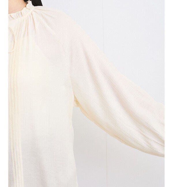 VIS「【洗える】ピンタックスタンドカラーフリルブラウス」|シャツ・ブラウス|