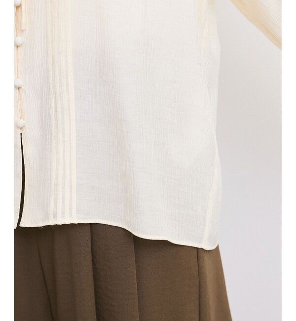 VIS「【洗える】ピンタックスタンドカラーフリルブラウス」|シャツ・ブラウス|