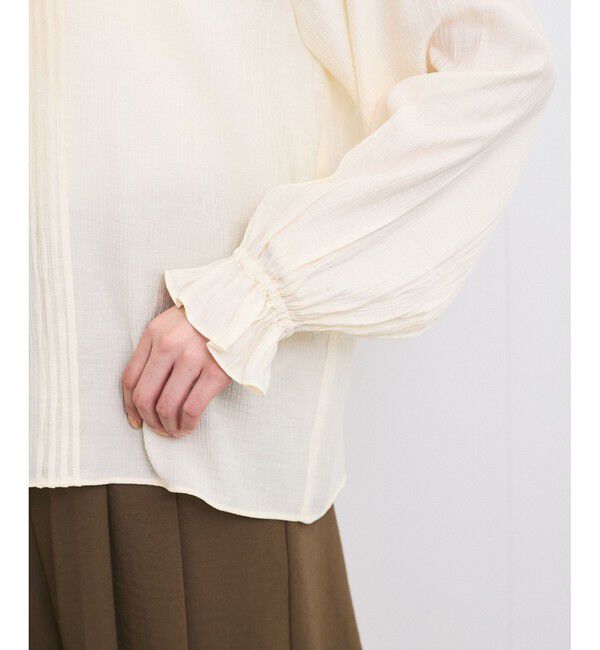 VIS「【洗える】ピンタックスタンドカラーフリルブラウス」|シャツ・ブラウス|