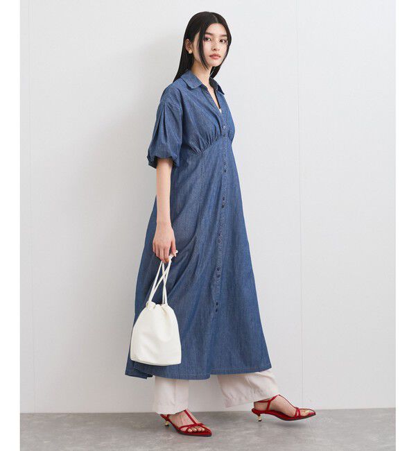 VIS「バルーンスリーブデニムワンピース」|ワンピース|ブルー(44)