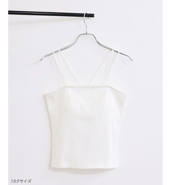 VIS「【選べる着丈】カップ付きWストラップキャミソール【洗える】」|キャミソール|