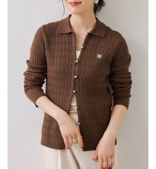 VIS「ポロ衿ケーブルカーディガン」|カーディガン|