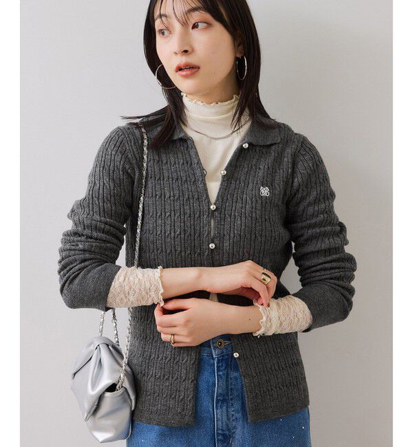 VIS「ポロ衿ケーブルカーディガン」|カーディガン|